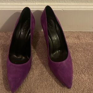 Unique purple suede heels